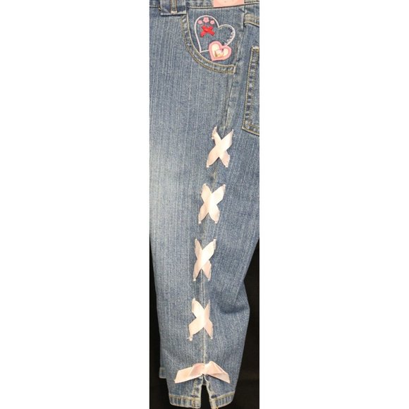 NEW 2007 Gymboree Love is in The Air Denim Long Shorts Capris Lace up Jeans s 8 - Picture 7 of 7